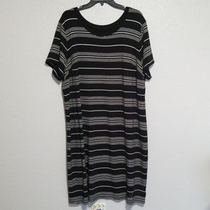 Ava & Viv Black/White Striped Shirt Dress